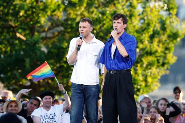STOCKHOLM, SVERIGE 20260728 Skadespelarna Valdemar Wahlbeck och Martin Stokke Mathiesen som spelar huvudrollerna i musikalen Torka aldrig tarar utan handskar under Allsang pa Skansen pa tisdagskvällen. STOCKHOLM SVERIGE x60160x *** STOCKHOLM, SWEDEN 20260728 Actors Valdemar Wahlbeck and Martin Stokke Mathiesen, who play the lead roles in the musical Never Wipe Tears Without Gloves at Allsang pa Skansen on Tuesday evening, STOCKHOLM, SWEDEN x60160x  Copyright: xStefanxJerrevang TTx ALLSANG PA SKANSEN 2026 KREuXa_bi8U