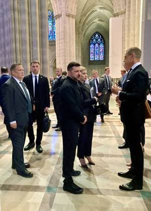 US Ukraine Senator Graham Funeral 9213229 28.07.2026 Ukrainian President Volodymyr Zelensky attends the funeral service for US Senator from South Carolina Lindsey Graham at the Washington National Cathedral in Washington, DC, the United States. Finnish President Alexander Stubb, is at right. Stringer Sputnik Washington USA  Copyright: xStringerx