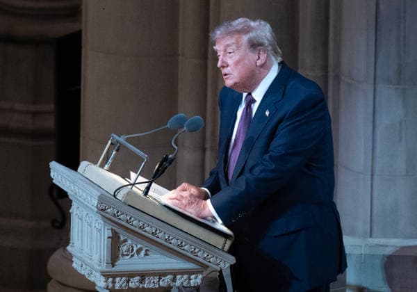 July 28, 2026, Washington, District Of Columbia, USA: United States President Donald J Trump makes remarks at the funeral service for the late US Senator Lindsey Graham (Republican of South Carolina) at the Washington National Cathedral in Washington, DC, USA, on Tuesday July 28, 2026 Washington USA - ZUMAs152 20260728_faa_s152_256 Copyright: xRonxSachsx