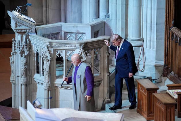 Lindsey Graham funeral service - Washington US President Donald Trump delivers his remarks at the funeral service for Senator Lindsey Graham at Washington National Cathedral in Washington on July 28, 2026. Photo by Yuri Gripas ABACAPRESS.COM Washington DC United States  Copyright: xGripasxYuri ABACAx