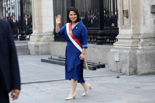 Peru s newly elected President Fujimori s swearing-in ceremony in Lima LIMA, PERU - JULY 28: Peruvian President Keiko Fujimori waves upon her arrival at the Government Palace following her official presidential inauguration ceremony on July 28, 2026, in Lima, Peru. Klebher Vasquez Anadolu Lima Peru. Editorial use only. Please get in touch for any other usage.  Copyright: x2026xAnadoluxKlebherxVasquezx