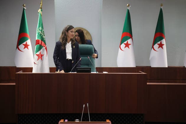 Khalida Boufadache becomes Algeria s first female speaker of parliament ALGIERS, ALGERIA - JULY 28: Khalida Boufadache becomes the country s first female Speaker of Parliament after a vote held during a session at the National People s Assembly building in Algiers, Algeria on July 28, 2026. Hamza Zait Anadolu Algiers Algeria. Editorial use only. Please get in touch for any other usage.  Copyright: x2026xAnadoluxHamzaxZaitx