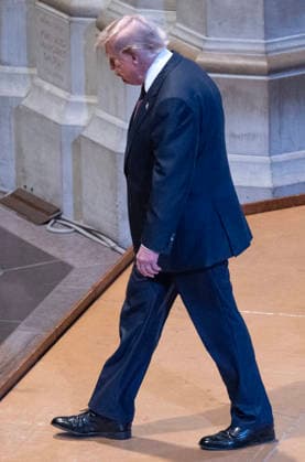 United States President Donald J Trump returns to his seat after making remarks at the funeral service for the late US Senator Lindsey Graham (Republican of South Carolina) at the Washington National Cathedral in Washington, DC, USA, on Tuesday July 28, 2026. Copyright: x 2026xRonxSachsxConsolidatedxNewsxPhotosxAllxRightsxReservedx MediaPunchx