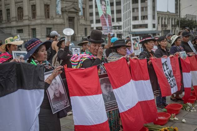 Anti-Fujimori Protest Held During Keiko Fujimori™s Inauguration in Lima LIMA, PERU JULY 28, 2026: Hundreds of demonstrators march through the streets of downtown Lima during Peru™s Independence Day as President Keiko Fujimori delivers her inaugural address to the nation before Congress. Participants include relatives of victims of state violence during the administrations of Alberto Fujimori, Dina Boluarte, and Jose Jeri, as well as university students, left-wing organizations, human rights groups, and former left-wing presidential candidate Roberto Sanchez. The protesters voice their opposition to the new administration and call for justice, accountability, and respect for human rights. Lima Peru Copyright: x xErickxDiazxVelizx xJNAxPressx