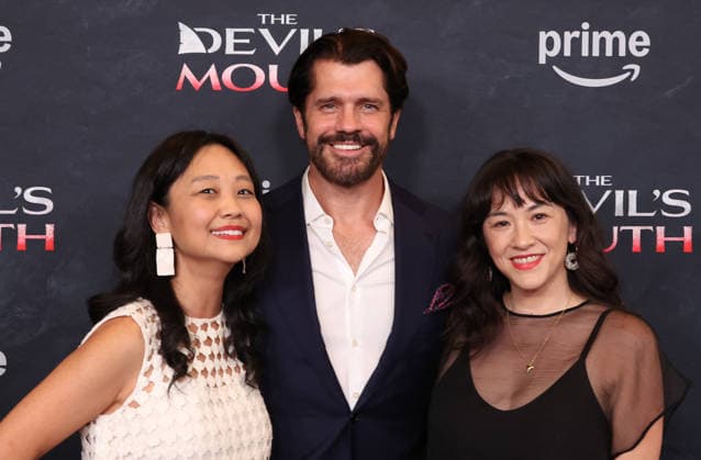 Culver City, CA, July 28: Myung Joh Wesner, Jeff Wadlow, Aja Gabel at the Los Angeles screening of *The Devil’s Mouth*, held at the Culver Theater in Culver City, CA, on July 28, 2026. Credit: AdMedia 458614 2026 07 28 CA Culver City, United States  Copyright: xAdMediax STAR_458614_045