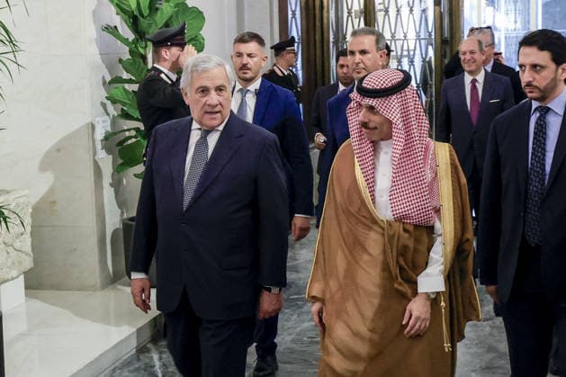Global Alliance Meeting on the Two-State Solution in Rome ROME, ITALY, JULY 29: Italy’s Foreign minister Antonio Tajani (L) welcomes Saudi Arabia’s Foreign Minister, Prince Faisal Bin Farhan (R) on the occasion of the Global Alliance Meeting on the Two-State Solution at the Italian Foreign Ministry headquarters in Rome, Italy, on July 29, 2026. Riccardo De Luca Anadolu Rome Italy. Editorial use only. Please get in touch for any other usage.  Copyright: x2026xAnadoluxRiccardoxDexLucax