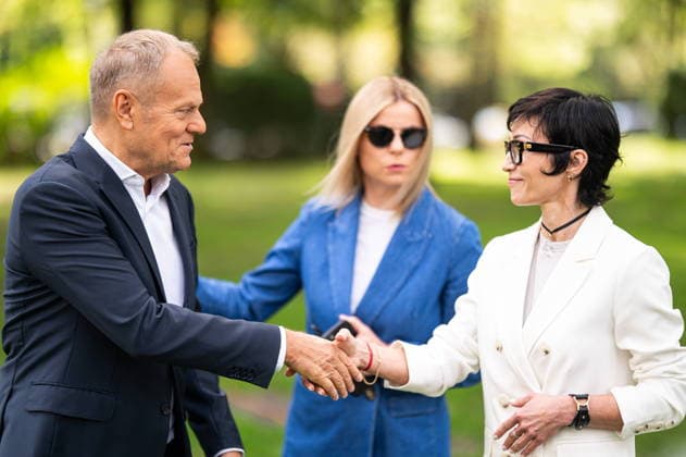 Warszawa 29.07.2026. Prime Minister Donald Tusk and Barbara Mroz-Gorgon, the newly appointed government plenipotentiary for the promotion of the Poland brand, during a joint press conference. --- Premier Donald Tusk oraz prof. Barbara Mroz-Gorgon, nowo powolana pelnomocniczka rzadu ds. promocji marki Polska, podczas wspolnej konferencji prasowej. Persons Shown : Premier Donald Tusk Barbara Mroz-Gorgon Fot. Kai Taller Arena Akcji NEWSPIX.PL --- newspix.pl 