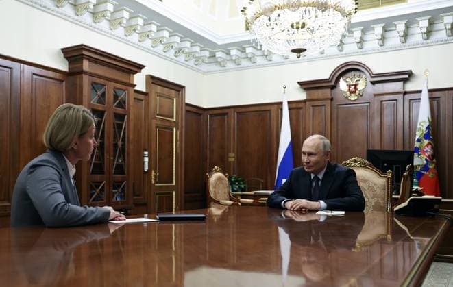 Russia Putin 9213478 29.07.2026 Russian President Vladimir Putin meets with newly appointed Acting Head of the Udmurt Republic Olga Abramova at the Kremlin in Moscow, Russia. Alexander Kazakov Sputnik Moscow Russia  Copyright: xAlexanderxKazakovx