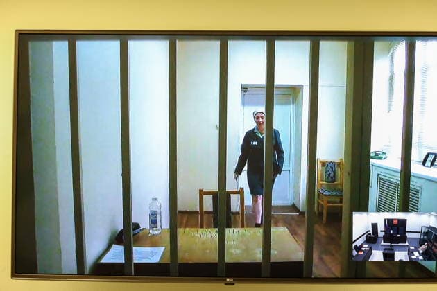 RUSSIA, MOSCOW - JULY 29, 2026: Blogger Yelena Blinovskaya joins, via videolink, a hearing into her sentencing appeal at the Second Court Cassation of General Jurisdiction. In March 2025, Blinovskaya was sentenced to 4 and a half years of prison in a tax evastion and money laundering trial. Alexander Shcherbak TASS  95589304