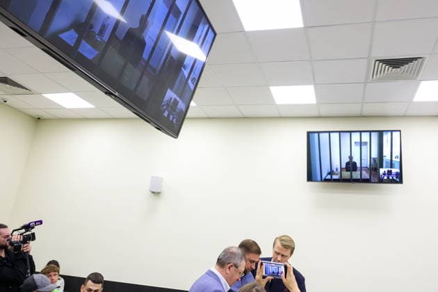 RUSSIA, MOSCOW - JULY 29, 2026: Blogger Yelena Blinovskaya joins, via videolink, a hearing into her sentencing appeal at the Second Court Cassation of General Jurisdiction. In March 2025, Blinovskaya was sentenced to 4 and a half years of prison in a tax evastion and money laundering trial. Alexander Shcherbak TASS  95589306