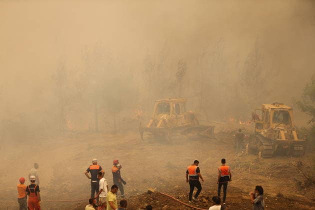 Firefighting efforts continue to contain forest fire in Turkiye s Mugla MUGLA, TURKIYE - JULY 29: Firefighting efforts continue by air and land to contain a forest fire that broke out in Seydikemer district of Mugla, Turkiye, on July 29, 2026. Fatih Hepokur Anadolu Mugla Turkey. Editorial use only. Please get in touch for any other usage.  Copyright: x2026xAnadoluxFatihxHepokurx