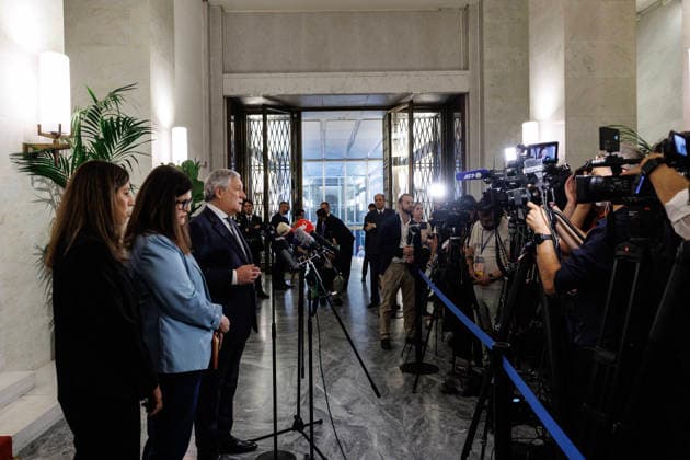 July 29, 2026, Rome, Italia, Italy: Joint statement by the Minister of Foreign Affairs and International Cooperation Antonio Tajani and the Foreign Minister of the Palestinian Authority Varsen Aghabekia at the end of the meeting of the Global Alliance for the Two-State Solution, Rome 29 07 2026 Rome Italy  - ZUMAa289 20260729_zia_a289_044 Copyright: xFrancescoxFotiax xAgfx
