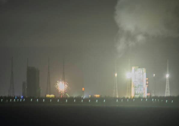 WENCHANG, CHINA - JULY 29: A Long March-7A carrier rocket carrying TL-3 (Tian Lian 3) satellites blasts off from Wenchang Spacecraft Launch Site on July 29, 2026 in Wenchang, Hainan Province of China.  Copyright: xVCGx 111657082504