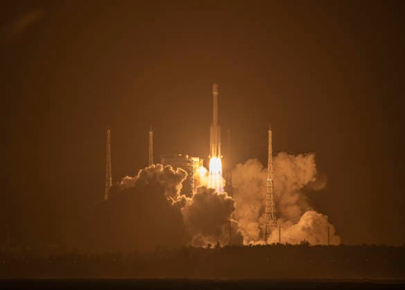 WENCHANG, CHINA - JULY 29: A Long March-7A carrier rocket carrying TL-3 (Tian Lian 3) satellites blasts off from Wenchang Spacecraft Launch Site on July 29, 2026 in Wenchang, Hainan Province of China.  Copyright: xVCGx 111657082497