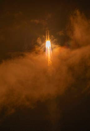 WENCHANG, CHINA - JULY 29: A Long March-7A carrier rocket carrying TL-3 (Tian Lian 3) satellites blasts off from Wenchang Spacecraft Launch Site on July 29, 2026 in Wenchang, Hainan Province of China.  Copyright: xVCGx 111657082493