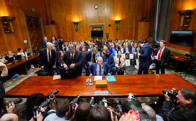 July 29, 2026, Washington, District Of Columbia, USA: Dr Anthony Fauci, former Director, National Institute of Allergy and Infectious Diseases at the National Institutes of Health (NIH) takes his seat as he prepares to testify before the US Senate Committee on Homeland Security and Governmental Affairs in the Dirksen Senate Office Building on Capitol Hill in Washington, DC, USA, on Wednesday, July 29, 2026. Fauci will again face questions about the origins of the COVID-19 pandemic. At left Fauci attorney David Schertler prepares to take his seat at the witness table Washington USA  - ZUMAs152 20260729_faa_s152_002 Copyright: xAndrewxThomasx
