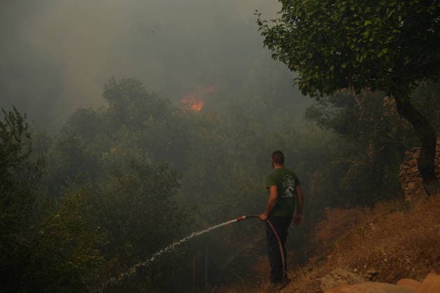 Forest fire in the Greek island of Lesbos LESBOS, GREECE - JULY 29: Teams continue their efforts to extinguish the fire that broke out in the forest area from air and land in the Plomari town on Lesbos island, Greece on July 29, 2026. Panagiotis Balaskas Anadolu Lesbos Greece. Editorial use only. Please get in touch for any other usage.  Copyright: x2026xAnadoluxPanagiotisxBalaskasx