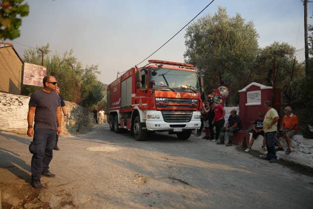 Forest fire in the Greek island of Lesbos LESBOS, GREECE - JULY 29: Teams continue their efforts to extinguish the fire that broke out in the forest area from air and land in the Plomari town on Lesbos island, Greece on July 29, 2026. Panagiotis Balaskas Anadolu Lesbos Greece. Editorial use only. Please get in touch for any other usage.  Copyright: x2026xAnadoluxPanagiotisxBalaskasx