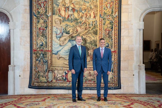 The King Meets with Pedro Sánchez in Mallorca King Felipe VI during a meeting with Prime Minister Pedro Sánchez at the Almudaina Royal Palace on July 29, 2026, in Palma de Mallorca, Balearic Islands, Spain July 29, 2026 WORKING MEETING KING ROYAL FAMILY PALMA Javier Ferná Palma de Mallorca Balearic Islands Palma de Mallorca Balearic Islands Spain  Copyright: xJavierxFernandezx 7694380