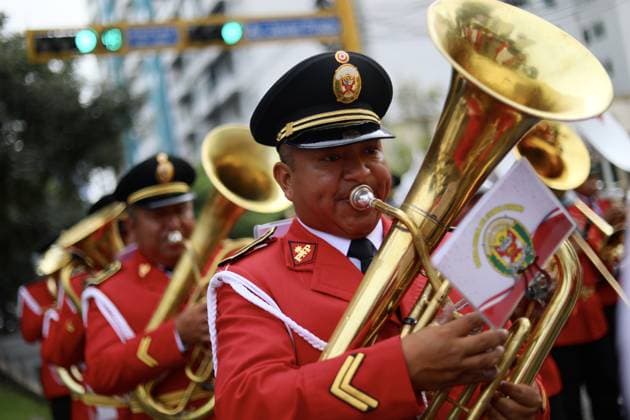 Keiko Fujimori presided over the grand civic military parade in her first official ceremony as president LIMA, PERU - JULY 29: A member of the Peruvian Army band performs during the civic-military parade marking the 205th anniversary of Peru s Independence in Lima, Peru, on July 29, 2026. The ceremony takes place one day after President Keiko Fujimori takes office and is among the country s most important official national celebrations. Klebher Vasquez Anadolu Lima Peru. Editorial use only. Please get in touch for any other usage.  Copyright: x2026xAnadoluxKlebherxVasquezx