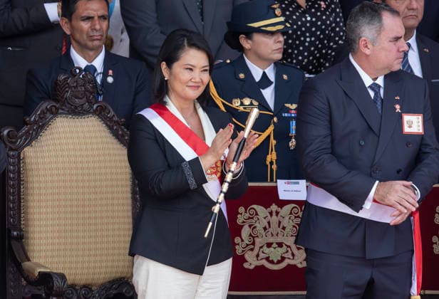 (260729) -- LIMA, July 29, 2026 -- Peru s President Keiko Fujimori (L) attends the celebration to commemorate the 205th anniversary of Peru s independence in Lima, Peru, July 29, 2026. (Photo by Mariana Bazo Xinhua) PERU-LIMA-INDEPENDENCE-COMMEMORATION WangxZhiying 