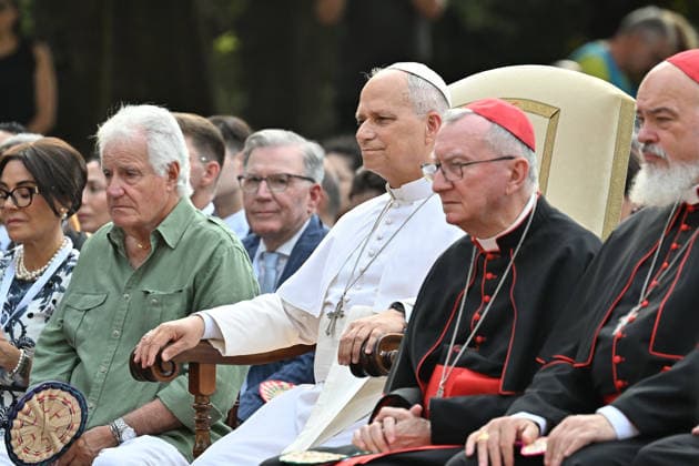 ITALY - POPE LEO XIV DURING A CONCERT IN BORGO LAUDATO SI , A 55-HECTARE EDUCATIONAL AND ENVIRONMENTAL CENTER, AT CASTEL GANDOLFO - 2026 7 29 Italy, Castel Gandolfo , Vatican, 2026 7 29 Pope Leo XIV during a concert in Borgo Laudato Si, a 55-hectare educational and environmental center, at Castel Gandolfo . EDITORIAL USE ONLY - NO BOOKS Copyright: xALESSIAxGIULIANIx