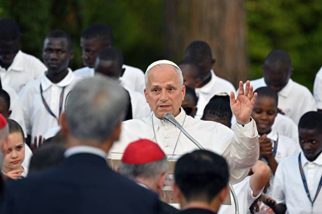 ITALY - POPE LEO XIV DURING A CONCERT IN BORGO LAUDATO SI , A 55-HECTARE EDUCATIONAL AND ENVIRONMENTAL CENTER, AT CASTEL GANDOLFO - 2026 7 29 Italy, Castel Gandolfo , Vatican, 2026 7 29 Pope Leo XIV during a concert in Borgo Laudato Si, a 55-hectare educational and environmental center, at Castel Gandolfo . EDITORIAL USE ONLY - NO BOOKS Copyright: xALESSIAxGIULIANIx