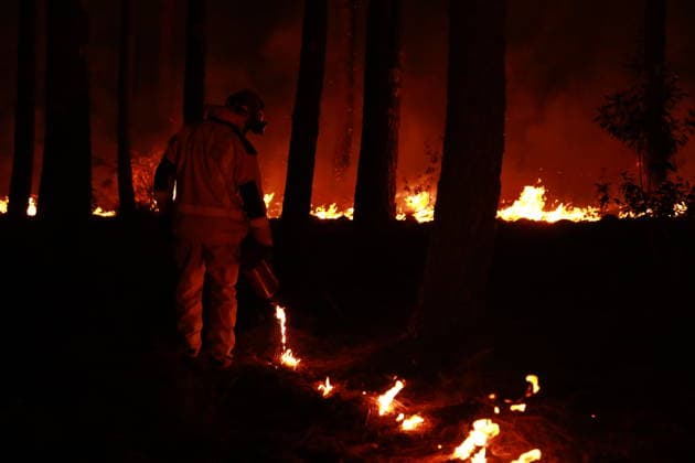 Firefighters continue battling wildfire in southwestern France LEGE-CAP-FERRET, FRANCE - JULY 29: Flames spread through the Grand Crohot forest during a controlled burn carried out near Lege-Cap-Ferret, southwestern France, on July 29, 2026. The operation was conducted as part of wildfire prevention measures following recent blazes in the region. Mohamad Salaheldin Abdelghani Alsayed Anadolu Lege-Cap-Ferret France. Editorial use only. Please get in touch for any other usage.  Copyright: x2026xAnadoluxMohamadxSalaheldinxAbdelghanixAlsayedx