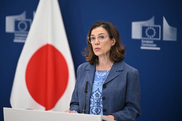 Japan officially joins EU s Horizon Europe research program in Brussels BRUSSELS, BELGIUM - JULY 30: Deputy Director-General for Research and Innovation at the European Commission Maria Cristina Russo and Charge d Affaires ad interim of the Mission of Japan to the European Union Takashi Hamada (not seen) attend a signing ceremony as Japan officially joins the EU s flagship research and innovation program, Horizon Europe, in Brussels, Belgium, on July 30, 2026. Dursun Aydemir Anadolu Brussels Belgium. Editorial use only. Please get in touch for any other usage.  Copyright: x2026xAnadoluxDursunxAydemirx