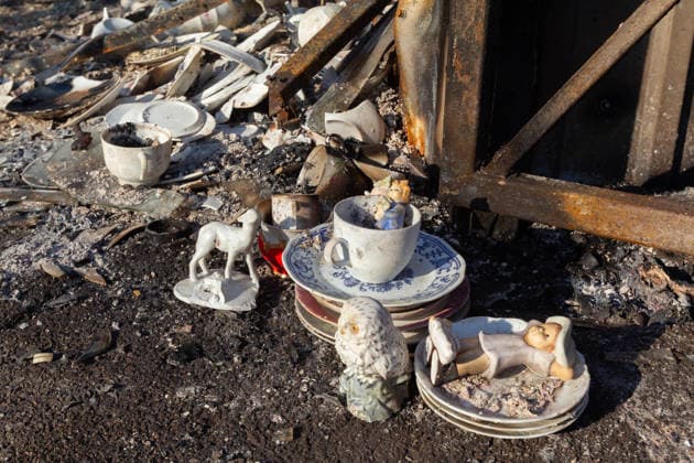 Plates, teacups and porcelain figurines are on the ground among ashes at the Antykar market in Obolonskyi district, which caught fire as a result of an overnight Russian missile strike, Kyiv, Ukraine, July 30, 2026. Debris fell on the market near the Pochaina metro station, igniting trading pavilions. The blaze covered an area of about 100 square metres. Traders’ goods were destroyed, leaving only burnt-out metal structures at the site. (Photo by Kyrylo Chubotin Ukrinform) Market in Kyiv catches fire due to overnight Russian attack  Copyright: xKyryloxChubotinx