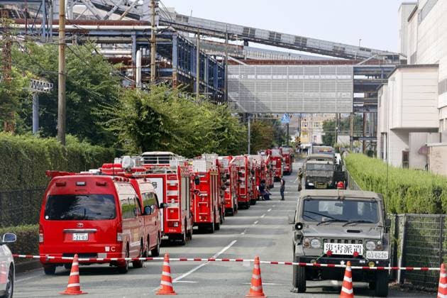 Aftermath of strong earthquake in Kumamoto Search and rescue operations for a missing person continue at a partially destroyed Nippon Paper Industries Co. plant in Yatsushiro, Kumamoto Prefecture, on July 30, 2026, two days after a powerful earthquake hit the southwestern Japan prefecture.  A14AA0005624605P