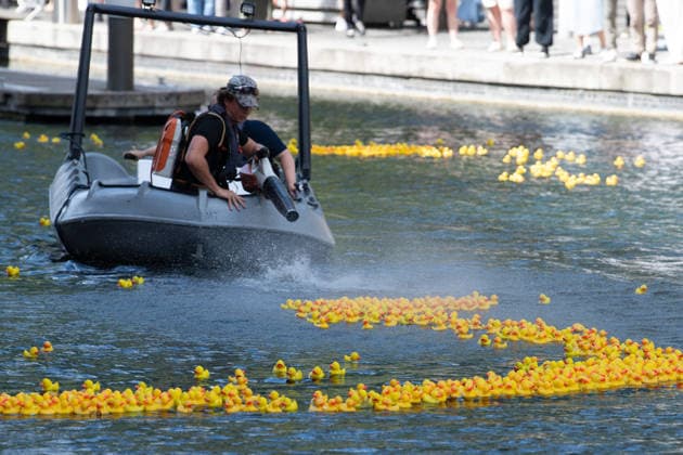 Annual Rubber Duck Race at Merchant Square, Paddington, London, UK - Thu 30 July 2026 Numbered Rubber ducks are guided to the finish line as part of the Annual Rubber Duck race in Merchant Square, Paddington in London, England, UK on Thursday 30 July 2026 and in aid of the Cosmic Charity, an organisation that supports the children and neonatal intensive care units at St Mary™s & Queen Charlotte™s Hospital., Credit:Justin Ng Avalon UK, England, London, Merchant Square, Paddington  Copyright: xJustinxNgx xAvalonx 1119713749