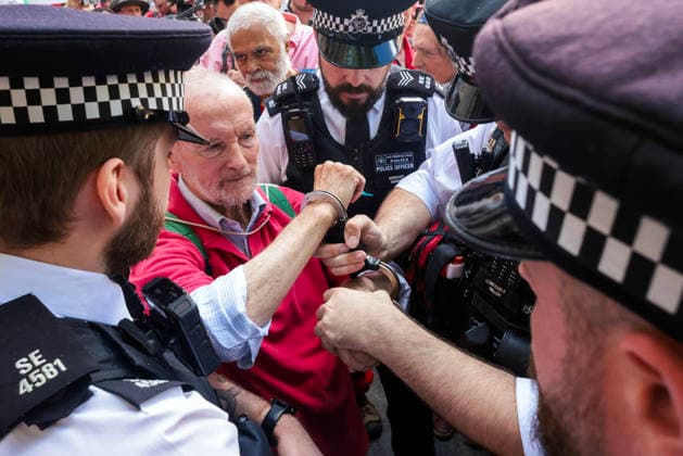 . 30 07 2026. London, United Kingdom. Defend Our Juries Protest Westminster Mags. Protest outside Westminster Magistrates Court is organised by Defend Our Juries to coincide with proceedings against individuals arrested under the Terrorism Act. It involves public declarations of support for the proscribed group Palestine Action.  xMartynxWheatleyx xi-Imagesx IIM-26928-0018
