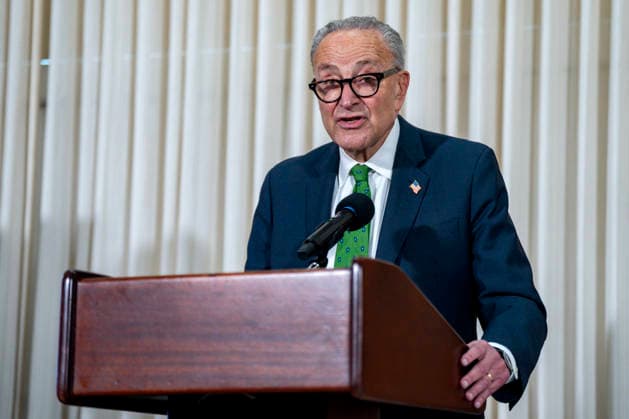 Senate Minority Leader Chuck Schumer, D-NY, speaks during an anti-corruption forum at the National Press Club in Washington, DC on Thursday, July 29, 2026. Schumer announced a bill that would create a federal agency, the Anti-Corruption Bureau, to investigate corruption, particularly targeting the Trump Administration.  WAP20260730306 BONNIExCASH