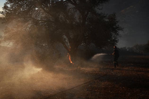 Forest fire in the Greek island of Crete CRETE, GREECE - JULY 30: Firefighters continue their efforts to extinguish the wildfire near the village of Agia Paraskevi, in Rethymno, on the island of Crete, Greece, on July 30, 2026. Costas Baltas Anadolu Crete Greece. Editorial use only. Please get in touch for any other usage.  Copyright: x2026xAnadoluxCostasxBaltasx