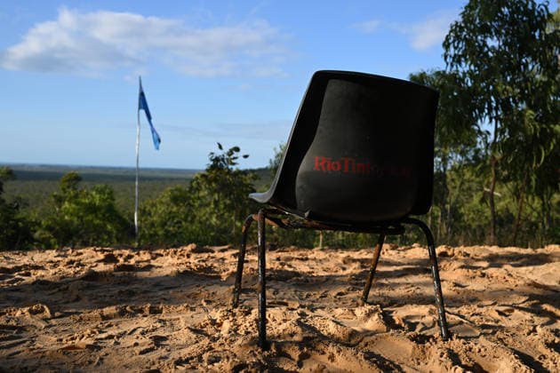 GARMA FESTIVAL, Generic image of a Rio Tinto branded chair looking out at the Blue Mud Bay Sea Rights flag during the 26th annual Garma Festival in Gulkula, Northern Territory, Friday, July 31, 2026. The Garma Festival takes place on the remote northeast Arnhem Land, celebrating Yolngu culture and customs in a four-day event hosted by the Yothu Yindi Foundation. ( NO ARCHIVING Gulkula Ceremonial Site Northern Territory Australia  Copyright: xJamesxRossx 20260731159313383033