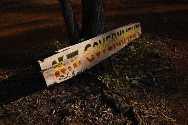 GARMA FESTIVAL, A sign for the Northern Territory Government is seen during the 26th annual Garma Festival in Gulkula, Northern Territory, Friday, July 31, 2026. The Garma Festival takes place on the remote northeast Arnhem Land, celebrating Yolngu culture and customs in a four-day event hosted by the Yothu Yindi Foundation. ( NO ARCHIVING Gulkula Ceremonial Site Northern Territory Australia  Copyright: xJamesxRossx 20260731124419973470