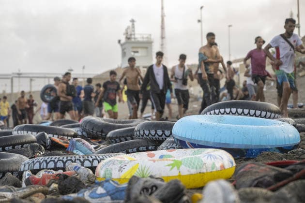 Hundreds of migrants reach Spain s Ceuta after swimming from Morocco CEUTA, SPAIN - JULY 30: Hundreds of migrants have attempted to swim from Morocco to the Spanish city of Ceuta in North Africa, while the number of arrivals exceeded 1,500 in just over a week, according to local news in Cueta, Spain on July 30, 2026. As Moroccan and Algerian migrants attempted to reach Ceuta by swimming, most were reportedly intercepted by Moroccan patrol boats. Spain s Maritime Rescue Service and the Spanish Red Cross rescued 117 people from the water, while the Civil Guard assisted around 200 others with patrol boats. The Spanish Civil Guard also found two bodies which raised the death toll along Ceuta s coastline so far this year to 29. Marcos Moreno A  Copyright: x2026xAnadoluxMarcosxMorenox