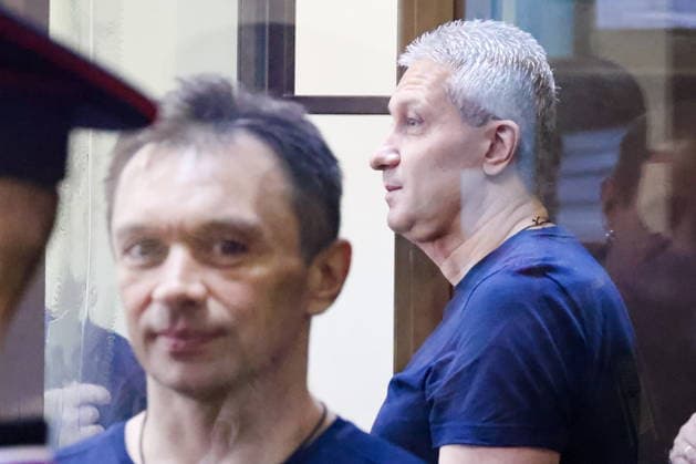RUSSIA, MOSCOW - JULY 31, 2026: Timur Ivanov (R), Deputy Defence Minister of Russia in 2016-2024, and his bribe giver Alexander Fomin, OlimpSitiStroy co-founder, attend a hearing as the Simonovsky District Court considers a second criminal against Ivanov, involving over 1.3 bn roubles in bribes, large-scale money laundering as well as illegal manufacture and possession of firearms. Vladimir Gerdo TASS  95651018