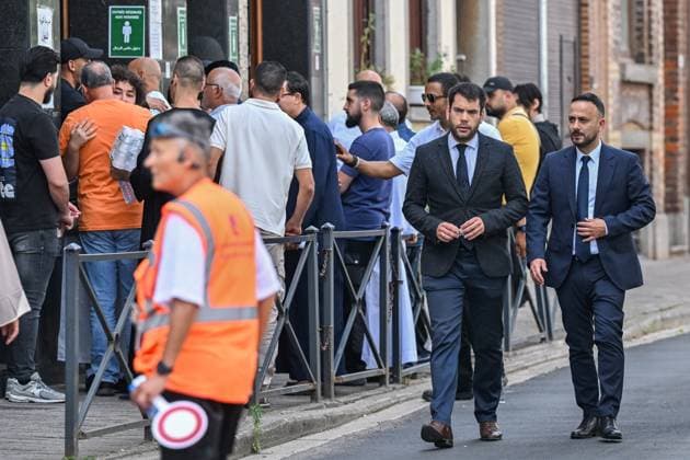 Alessandro Zappala, mayor of Evere arrives at the funeral ceremony of Driss Atounane, in Brussels. The Schaerbeek resident was attacked on July 23 on the No. 55 tram while reportedly stepping in to defend a female passenger who was the target of racist and Islamophobic remarks from another passenger on the bus.  EMILExWINDAL 182468625
