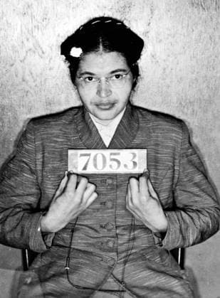 RECORD DATE NOT STATED Rosa Parks Mug Shot 1955. Rosa Parks Mug Shot 1955. Arrested for refusing to relinquish her seat on a bus in Montgomery, Alabama. Editorial use only. All other uses to be cleared with the copyright owner (World History Archive), in advance., WHA_034_0688.jpg, Rosa Parks; Mug Shot; 1955; Arrested; Civil Rights; Montgomery; Alabama; Bus; Segregation; African American; Activist; History; Black History; Civil Disobedience; Protest; Courage; Equality; Justice; Resistance; Icon; Woman; Female; Arrest; Public Transportation; Segregated; Discrimination; Brave; Inspiring; Historical Figure; Social Change; Bus Boycott. Copyright: xx