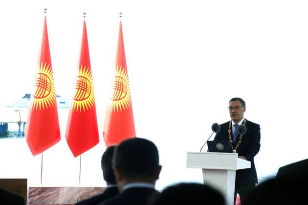 Ilham Aliyev - Kyrgyz President Sadyr Japarov meeting in Kyrgyzstan CHOLPON-ATA, KYRGYZSTAN - JULY 31: Kyrgyz President Sadyr Japarov delivers remarks to the press following talks with visiting Azerbaijani President Ilham Aliyev and the third meeting of the Kyrgyzstan-Azerbaijan Interstate Council, on July 31, 2026 in Cholpon-Ata, Kyrgyzstan. A signing ceremony involving the two leaders and government officials from both countries was also held at the Ruh Ordo Chingiz Aitmatov Cultural Center on the shores of Lake Issyk-Kul. Nazir Aliyev Tayfur Anadolu Cholpon-ata Kyrgyzstan. Editorial use only. Please get in touch for any other usage.  Copyright: x2026xAnadoluxNazirxAliyevxTayfurx
