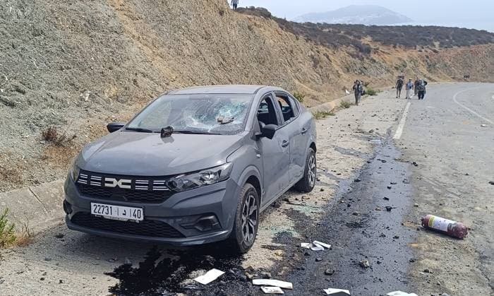 Moroccan forces block irregular migrants attempting to reach Ceuta FNIDEQ, MOROCCO - JULY 31: Some vehicles are heavily damaged after the clash between Moroccan security forces and irregular migrants attempting to reach Ceuta in the northern city of Fnideq, Morocco on July 31, 2026. Authorities blocked roads across Fnideq and deployed additional security measures to prevent migrants from reaching Ceuta, the Spanish-administered territory in North Africa. Abu Adem Muhammed Anadolu Fnideq Morocco. Editorial use only. Please get in touch for any other usage.  Copyright: x2026xAnadoluxAbuxAdemxMuhammedx