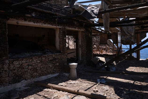 Aftermath of the devastating Crete wildfire CRETE, GREECE - JULY 31: The premises of a burnt Hotel are seen, after a wildfire at the village of Agios Pavlos, in the region Rethymno, on the island of Crete, Greece, on July 31, 2026. Costas Baltas Anadolu Crete Greece. Editorial use only. Please get in touch for any other usage.  Copyright: x2026xAnadoluxCostasxBaltasx