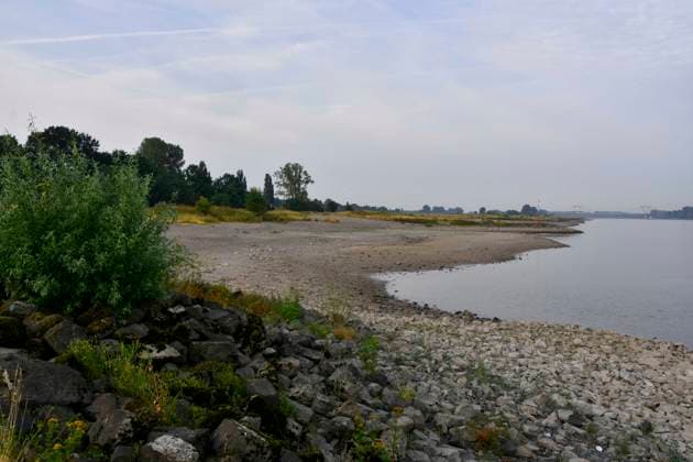 ABB RHEIN- Fahrwasser des Rhein Niedrigwasser Rheinufer, bei Düsseldorf Oberkassel Zur Zeit Eingeschrenkter Schiffsverkehr auf dem Rhein bei Oberkassel Rheinbruecke Binnenschiffer Lastschiff Frachtschiff Transportschiff Lastkahn zur Zeit nicht voll beladen auf dem Rhein Wasser unterwegs Düsselorf 31.07.2027 Der Rhein hat einen sehr niedrigen Wasserstand extremes Niedrigwasser Rheinpegel unter 40 cm Tendenz fallend NRW Deutschland *** ABB RHINE Rhine navigation channel Low water level Rhine riverbank, near Düsseldorf-Oberkassel Currently, restricted vessel traffic on the Rhine near Oberkassel Rhine Bridge inland waterway vessels cargo ship freight ship transport ship barge currently not fully loaded on the Rhine traveling on the water