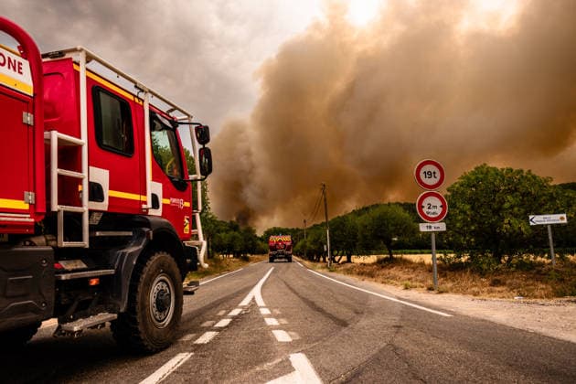 Wildfires in France - The Gros Bessillon Fire Reignited The Gros Bessillon wildfire in the Var region reignited today west of Correns, France, on July 31, 2026. Photo by Laurent Coust ABACAPRESS.com Correns France  Copyright: xCoustxLaurent ABACAx