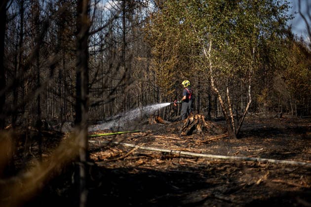 Forest fire extinguishing in the Czech Republic VETRKOVICE, CZECH REPUBLIC - JULY 31: Czech firefighters extinguish a forest and field fire covering an area of ??27 hectares in Vetrkovice (Moravian-Silesian Region), Czech Republic on July 31, 2026. According to a fire department spokesperson, 13 firefighting units are responding. Firefighters are also continuously monitoring the situation using drones, which provide an overview of the fire s development and help manage firefighting efforts. Work will continue into the next night. Lukas Kabon Anadolu Vetrkovice Czech Republic. Editorial use only. Please get in touch for any other usage.  Copyright: x2026xAnadoluxLukasxKabonx