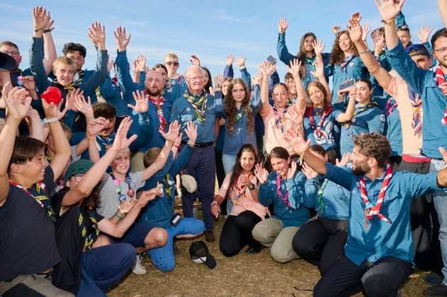 King Carl XVI Gustaf scout, and visit scout camp 2026-07-31 KRISTIANSTAD SWEDEN , King Carl XVI Gustaf are visiting the Jamboree 26 scout camp in Kristianstad in south Sweden., The King has been a scout himself since childhood., PICTURE: King Carl XV Gustaf visit scout camp., PHOTO:hbg-bild mega. 31 Jul 2026 Pictured: King Carl XVI Gustaf of Sweden visit scoutcamp in south Sweden.  Copyright: xThexMegaxAgencyxhbgbildx xMEGAx