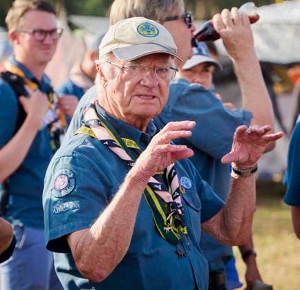King Carl XVI Gustaf scout, and visit scout camp 2026-07-31 KRISTIANSTAD SWEDEN , King Carl XVI Gustaf are visiting the Jamboree 26 scout camp in Kristianstad in south Sweden., The King has been a scout himself since childhood., PICTURE: King Carl XV Gustaf visit scout camp., PHOTO:hbg-bild mega. 31 Jul 2026 Pictured: King Carl XVI Gustaf of Sweden visit scoutcamp in south Sweden.  Copyright: xThexMegaxAgencyxhbgbildx xMEGAx