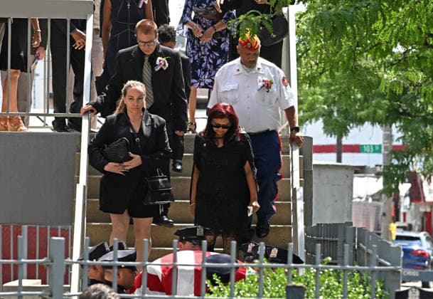 July 31, 2026, New York, New York, USA: July 31, 2026 - New York, NY, USA -The funeral for U.S. Army Staff Sergeant Angel Sarah Rampersad, the 28-year-old Ozone Park soldier killed on July 17, 2026 in Jordan by Iranian missile attack, takes place at the Calvary Assembly of God Church in Ozone Park Queens. The casket seen here with her mother behind it. Her family was joined by many other mourners including Mayor Mamdani and Gov. Hochul. (Andrea RENAULT Zuma Press New York USA  - ZUMAg115 20260731_faf_g115_037 Copyright: xAndreaxRenaultx